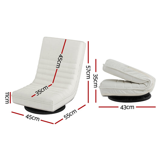 Artiss Floor Lounge Sofa Swivel Foldable Linen White Furniture > Bar Stools & Chairs > Arm Chairs & Recliners