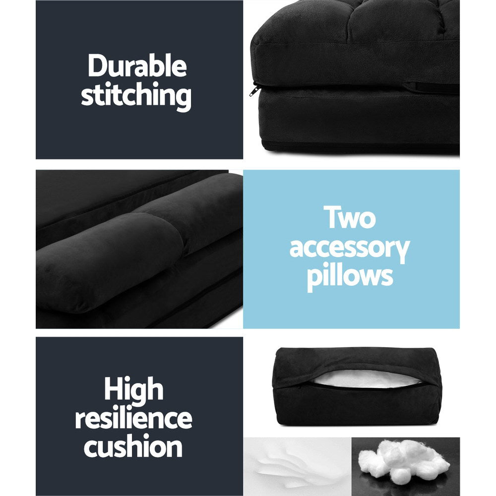 Artiss Lounge Sofa Bed 2 seater Charcoal Suede Furniture > Living Room