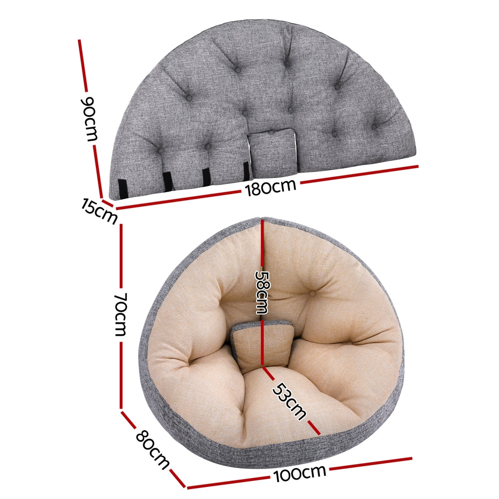 Artiss Floor Lounge Sofa Bed Chair Foldable Washable Beige Furniture > Bar Stools & Chairs > Arm Chairs & Recliners