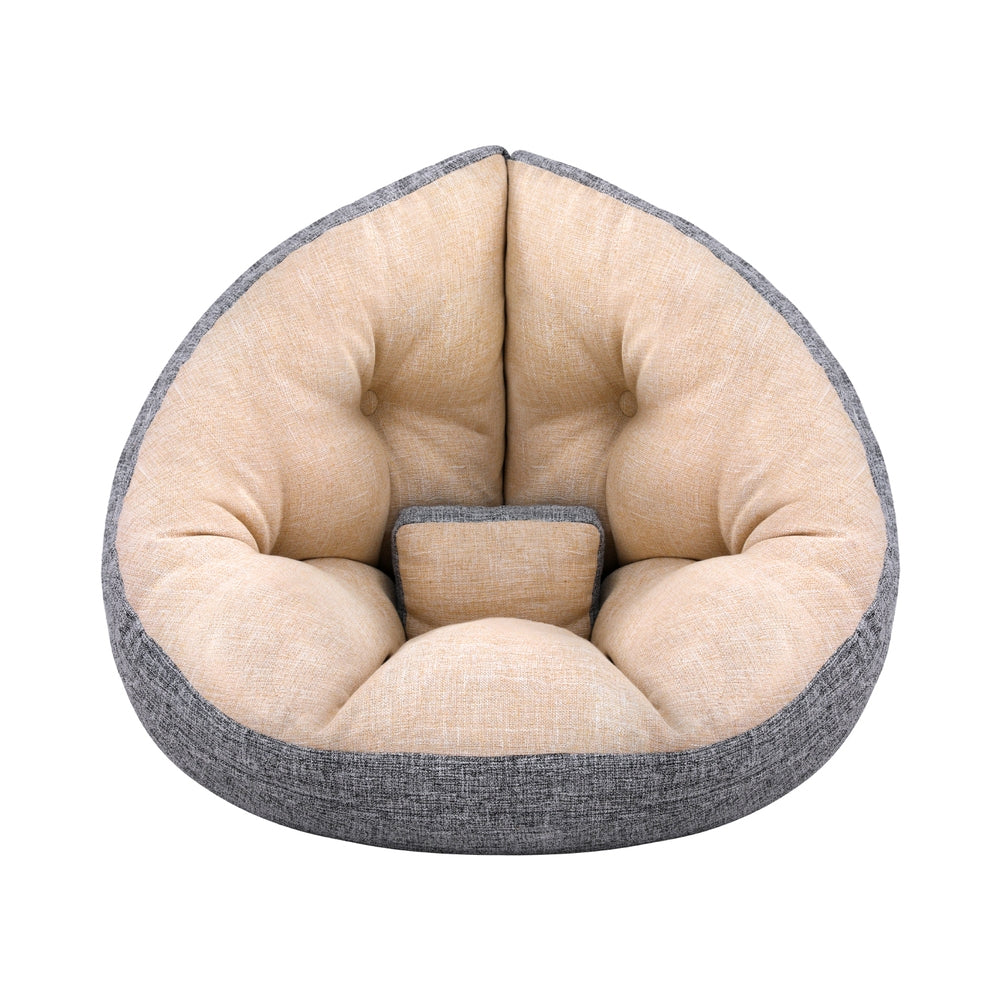 Artiss Floor Lounge Sofa Bed Chair Foldable Washable Beige Furniture > Bar Stools & Chairs > Arm Chairs & Recliners