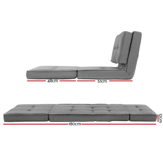 Floor Lounge Single Sofa Bed Grey Fabric - Furniture > Sofas > Sofas & Sofa Beds