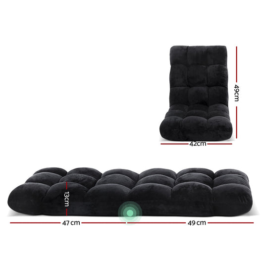 Artiss Lounge Sofa Bed Flannel Fabric Black Furniture > Living Room