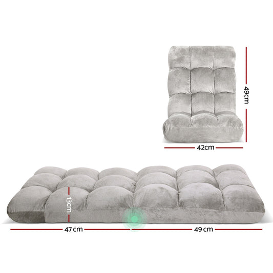Artiss Lounge Sofa Bed Flannel Fabric Grey Furniture > Living Room