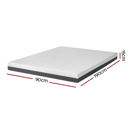Giselle Bedding Memory Foam Mattress Bed Cool Gel Non Spring 15cm Single Furniture > Mattresses > Mattress Toppers