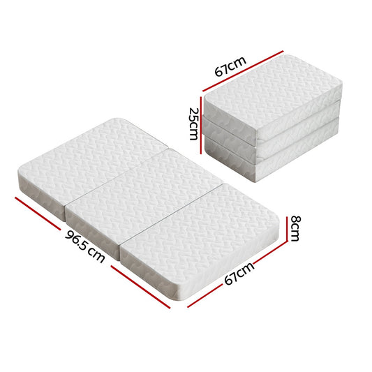 Foldable Mattress Folding Foam Cot Bed White - Furniture > Mattresses