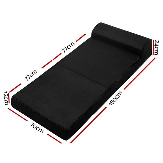 Foldable Mattress Folding Foam Bed Mat Black - Furniture > Mattresses