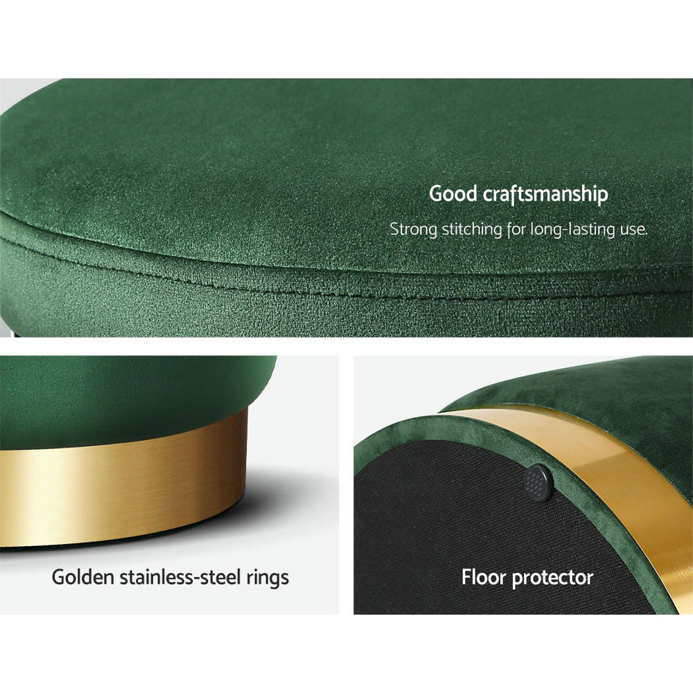Artiss Ottoman Foot Stool Round Velvet Green - Furniture > Living Room > Ottomans & Footstools