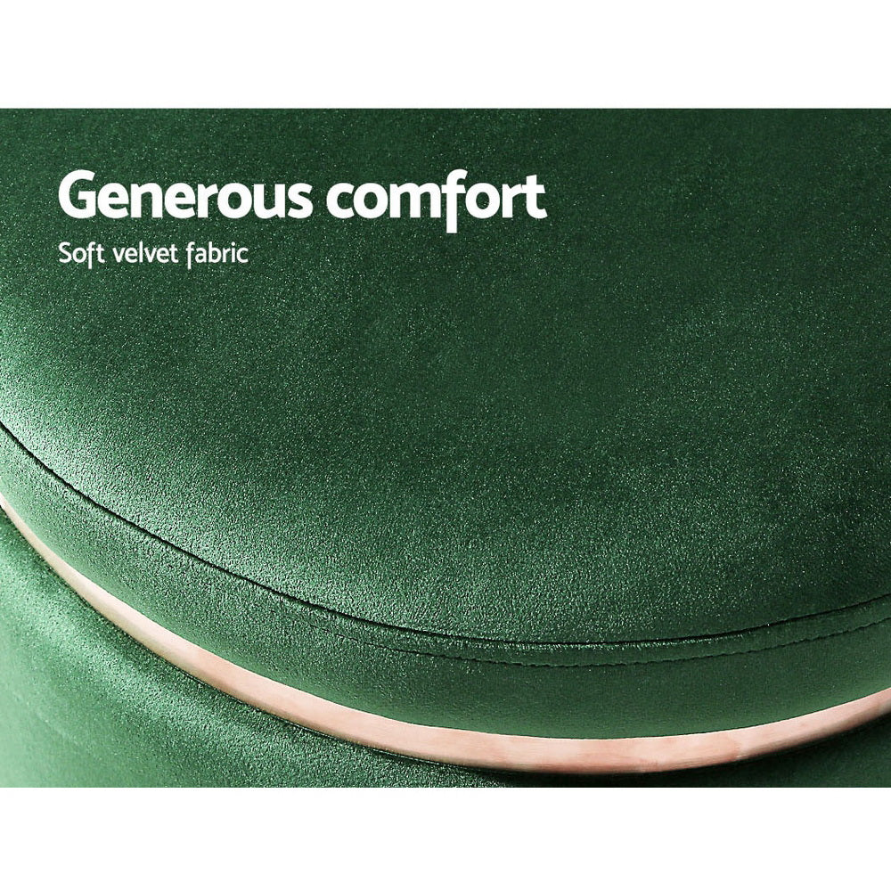 Artiss Ottoman Foot Stool Round Velvet Green - Furniture > Living Room > Ottomans & Footstools