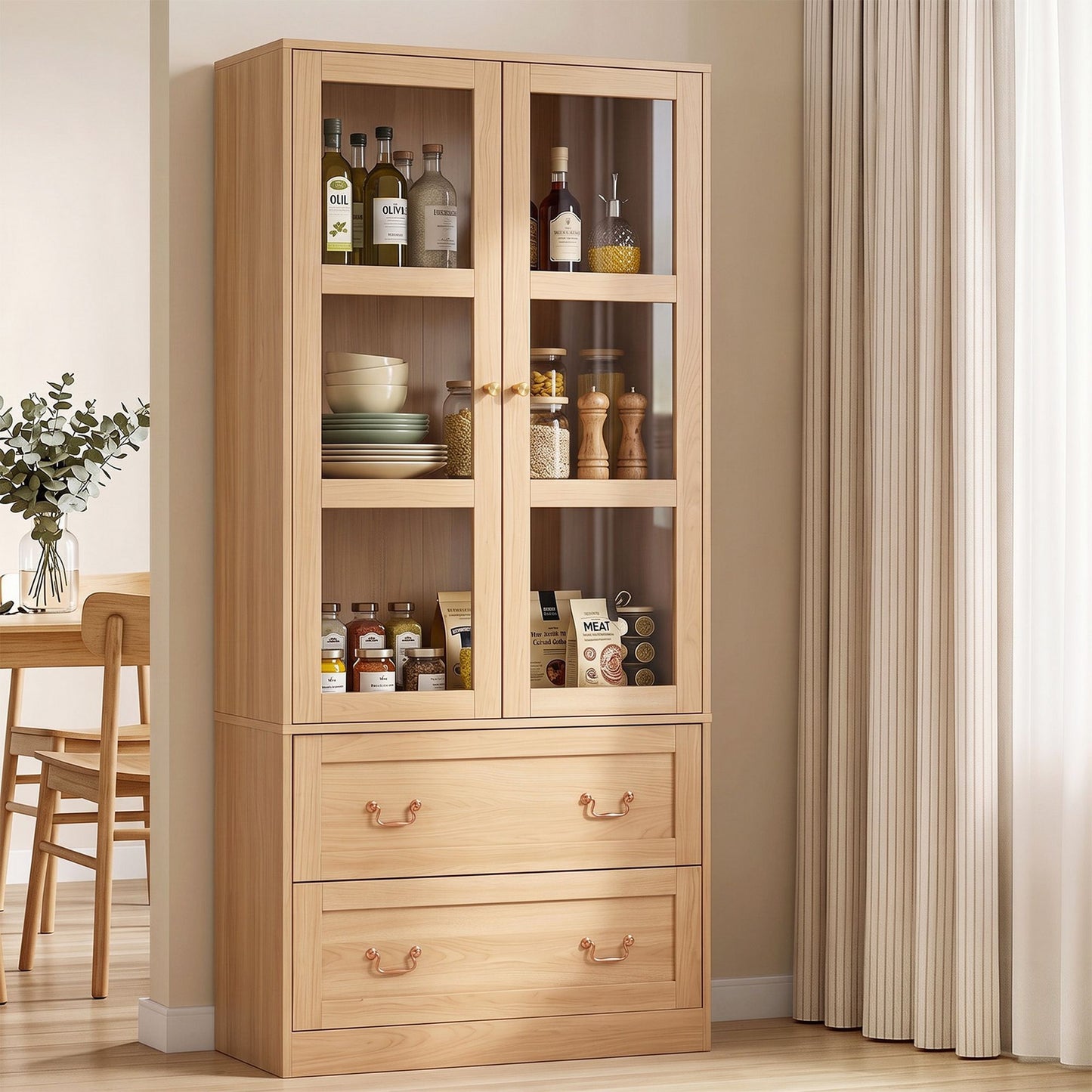 Buffet Sideboard Cabinet 180cm Hutch Storage Kitchen Drawer Door Wood