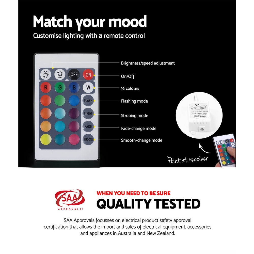 Artiss Bedside Table LED - HERES Black - Furniture > Bedroom > Bedside Tables