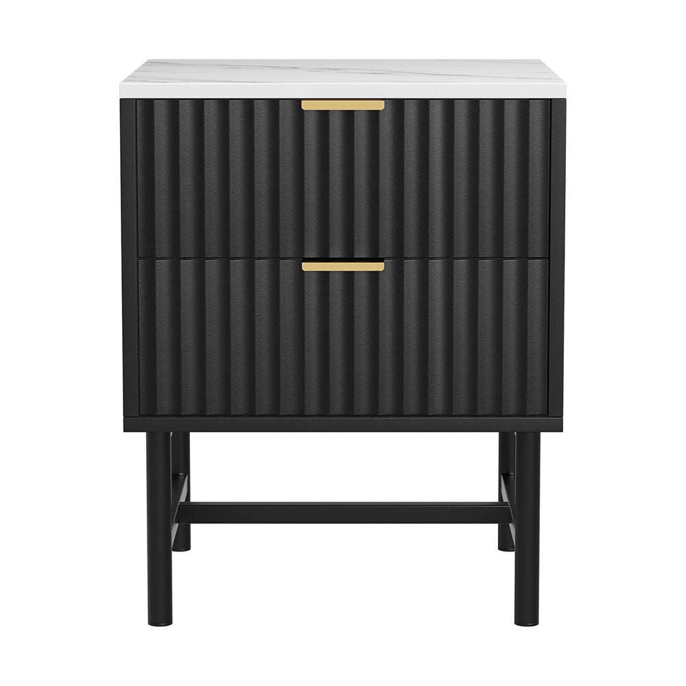 Artiss Bedside Table 2 Drawers - Black - Furniture > Bedroom > Bedside Tables