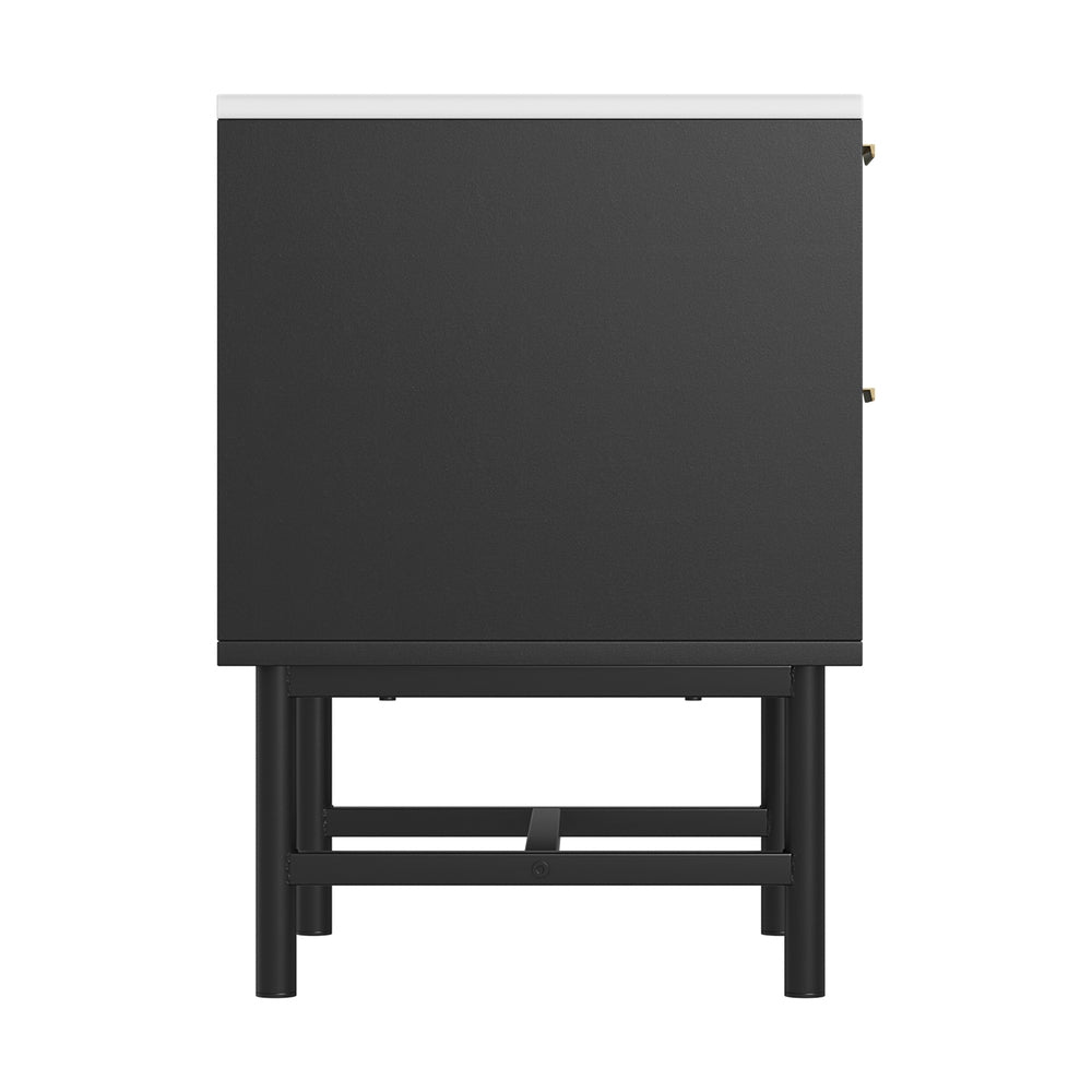Artiss Bedside Table 2 Drawers - Black - Furniture > Bedroom > Bedside Tables