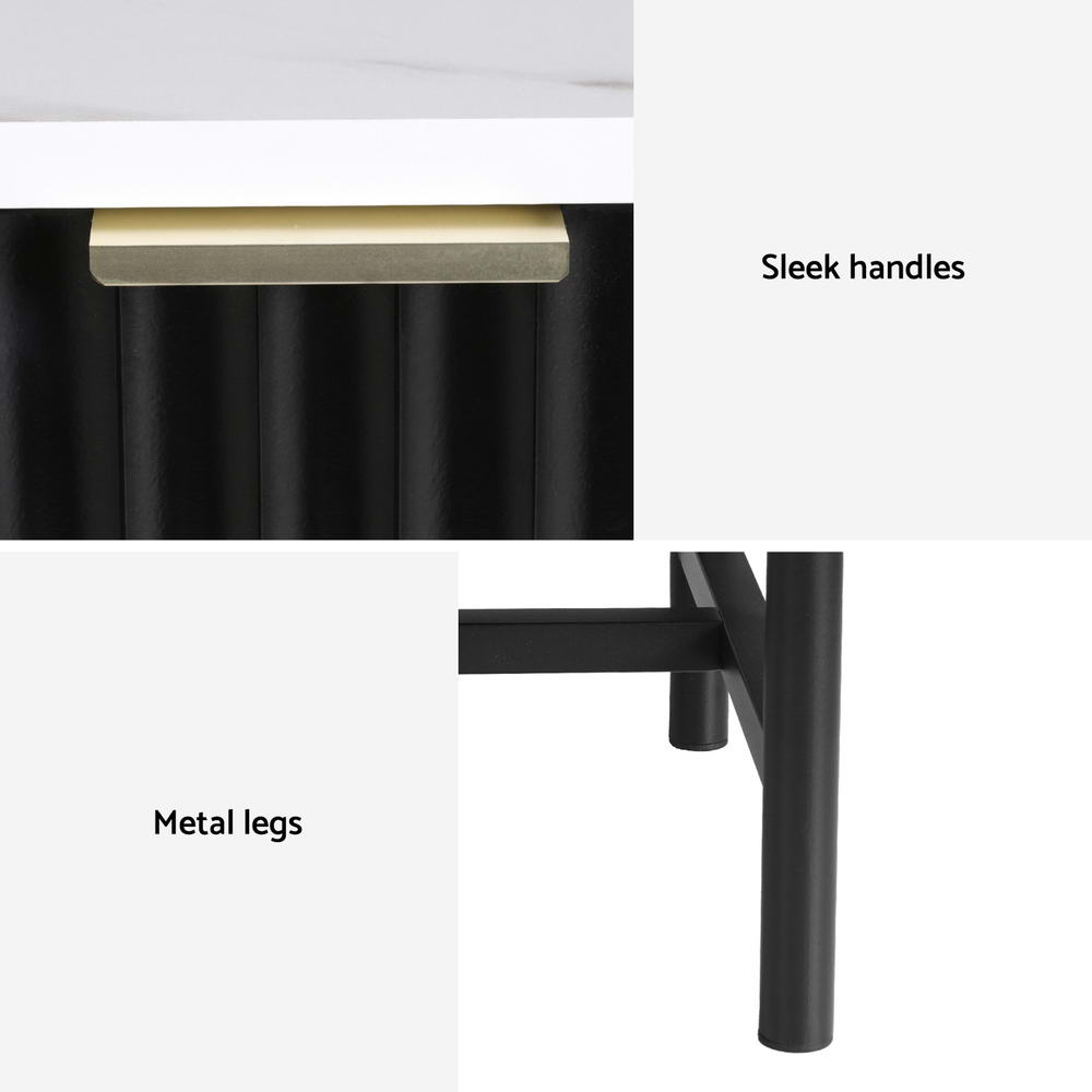 Artiss 2x Bedside Table 2 Drawers - Black - Furniture > Bedroom > Bedside Tables