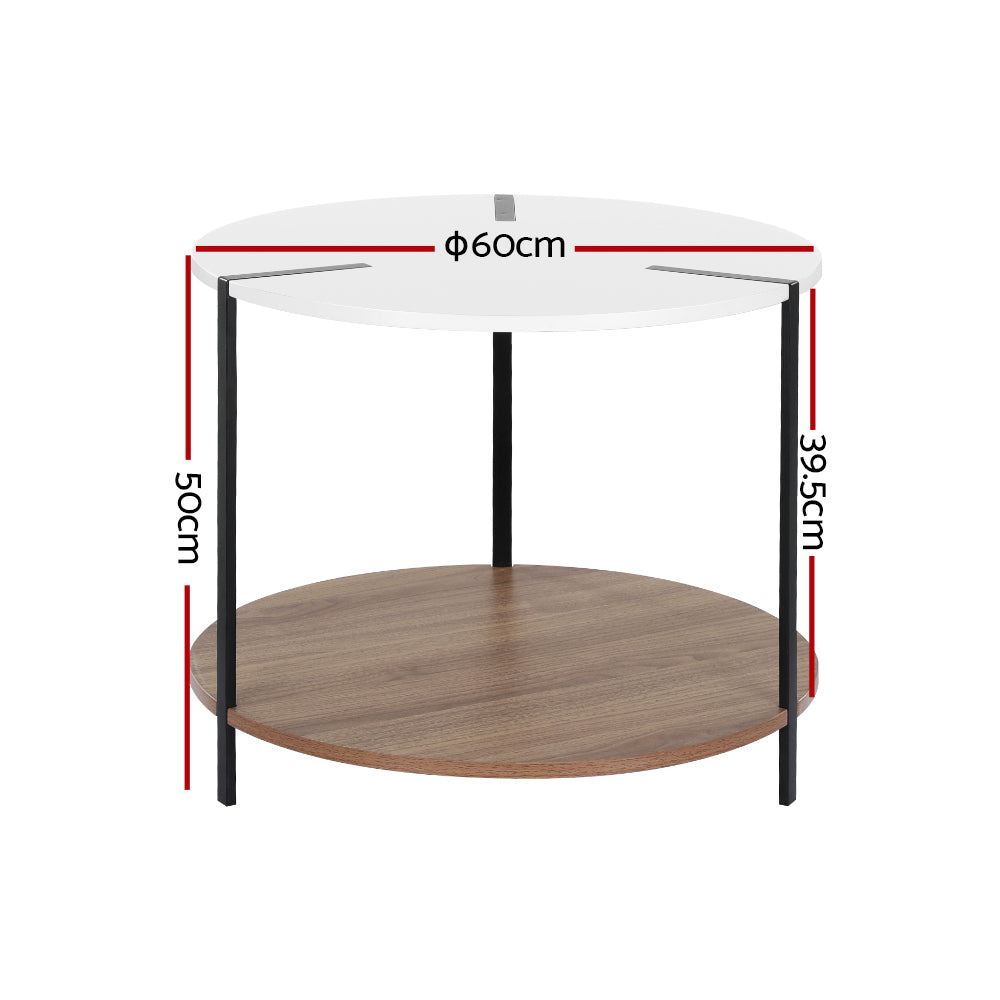 Artiss Coffee Table Side Table Round White Cedric - Furniture > Living Room > Coffee Tables
