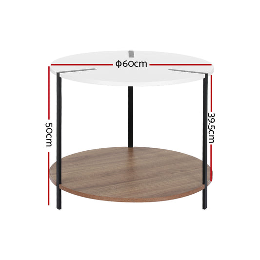 Artiss Coffee Table Side Table Round White Cedric Furniture > Living Room > Coffee Tables