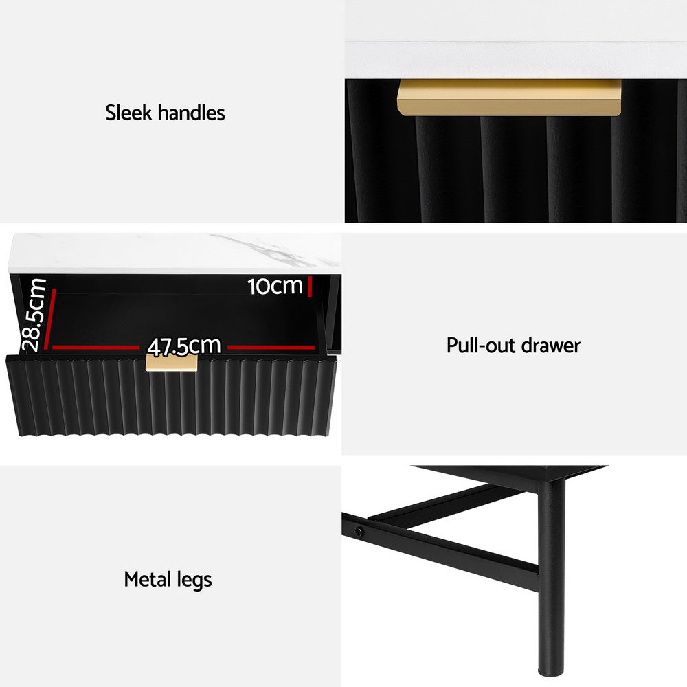 Artiss Coffee Table Drawer Storage Shelf Black - Furniture > Living Room > Coffee Tables