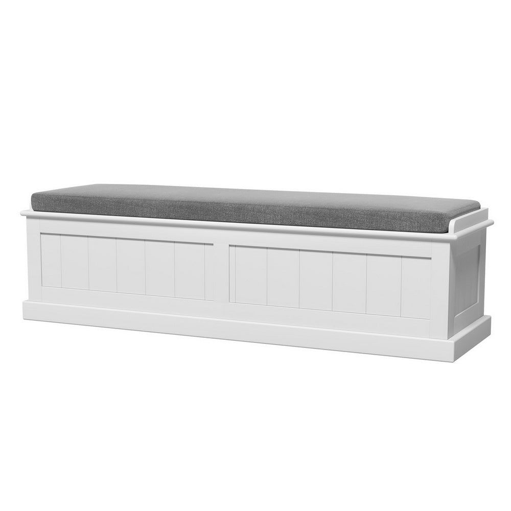 Artiss Storage Ottoman Blanket Box 140cm Fluted Grey - Furniture > Living Room > Ottomans & Footstools