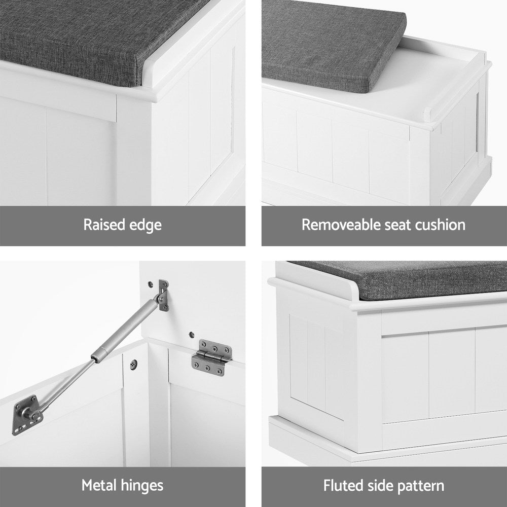 Artiss Storage Ottoman Blanket Box 140cm Fluted Grey - Furniture > Living Room > Ottomans & Footstools