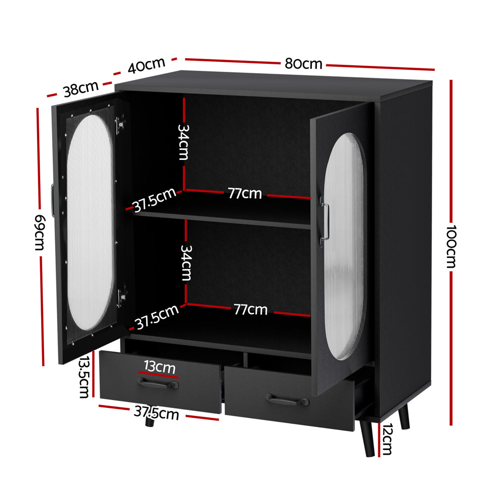 Artiss Buffet Sideboard Double Doors - Black - Furniture > Dining > Buffets & Sideboards