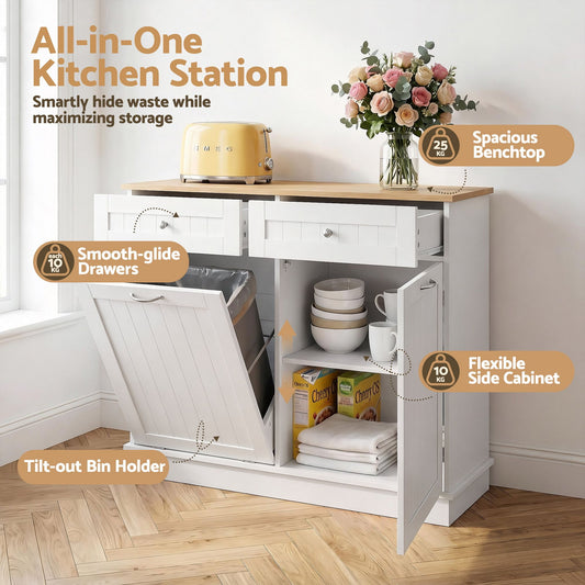 Buffet Sideboard Cabinet Kitchen Tilt Out Bin Holder Storage Cupboard