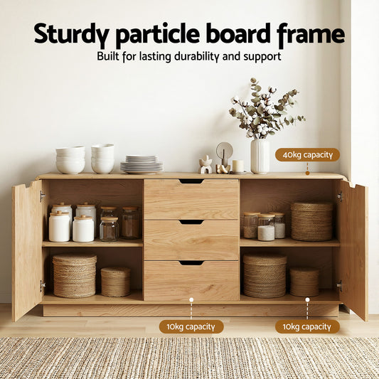 Buffet Sideboard Cabinet Storage Kitchen Cupboard Drawers Round Edge Oak