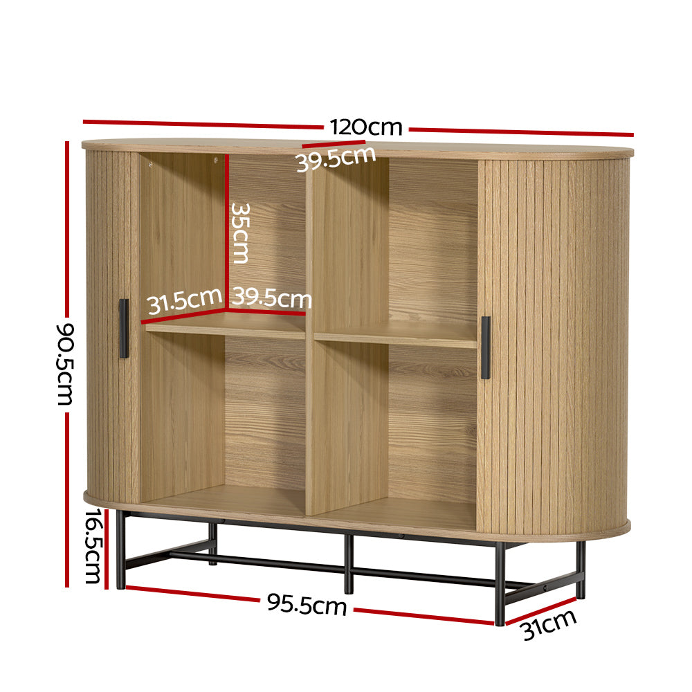 Artiss Buffet Sideboard Cupboard Cabinet Sliding Doors Pantry Storage Oak PIIA - Furniture > Dining > Buffets &