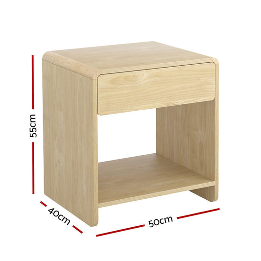 Artiss Bedside Table Drawer Open Shelf Pine Furniture > Bedroom > Bedside Tables