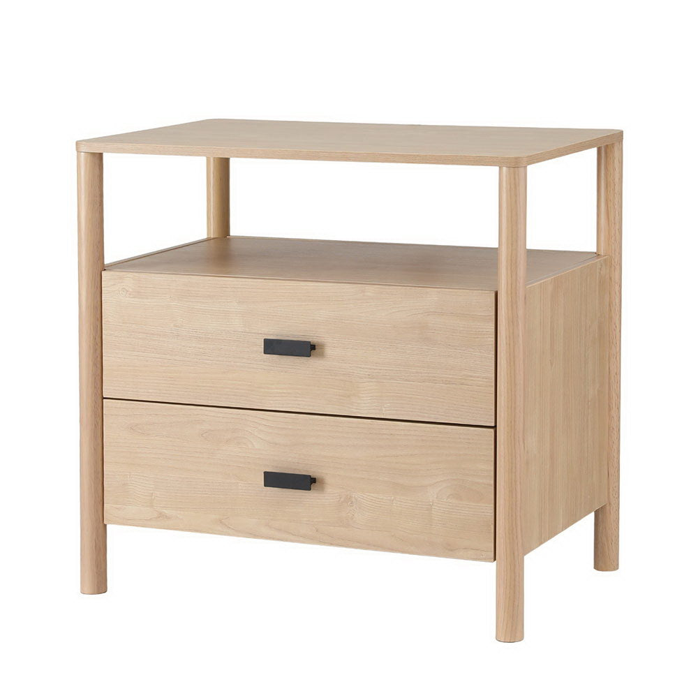 Artiss Bedside Table Nightstand 2 Drawers - Pine - Furniture > Bedroom > Bedside Tables