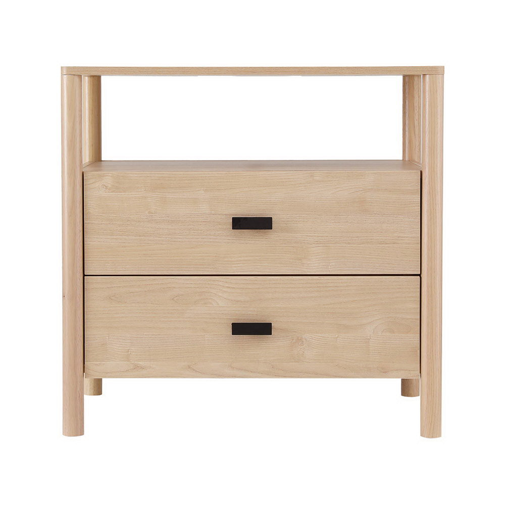 Artiss Bedside Table Nightstand 2 Drawers - Pine - Furniture > Bedroom > Bedside Tables