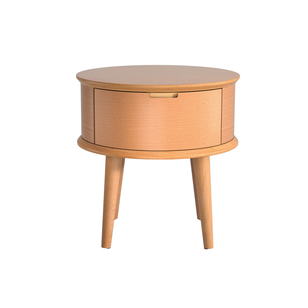 Artiss Bedside Table Drawers Curved Side End Table Storage Nightstand Oak ENZO Furniture > Bedroom > Bedside Tables