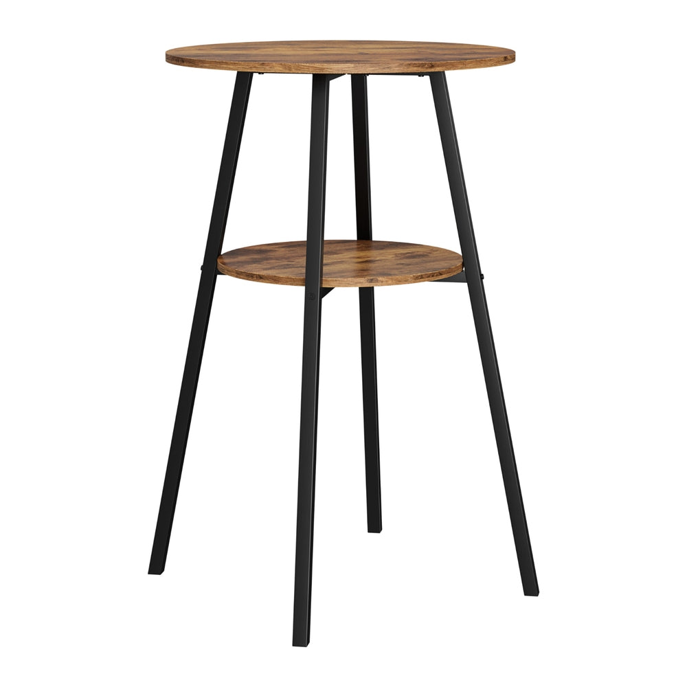 Artiss Industrial Bar Table with 2-Tier Organizer Weather-Resistant MDF Top Steel Frame - Furniture > Bar Stools &