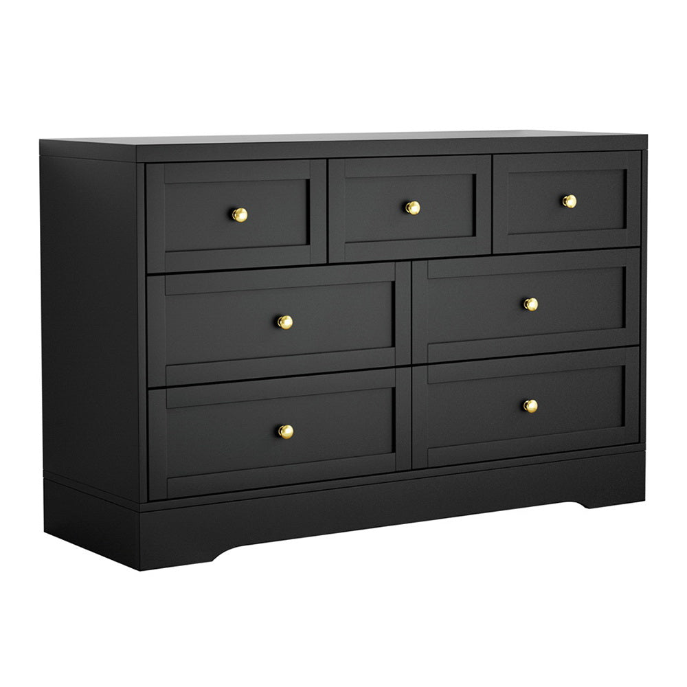 Artiss 7 Chest of Drawers Dresser Table Black - Furniture > Bedroom > Dressers