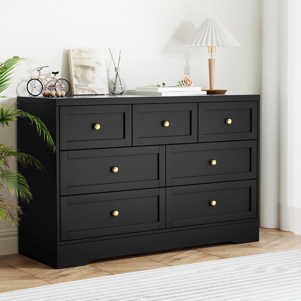 Artiss 7 Chest of Drawers Dresser Table Black - Furniture > Bedroom > Dressers