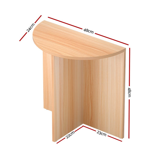 Artiss Coffee Table Semi circle 48CM Pine Elva Furniture > Living Room > Coffee Tables