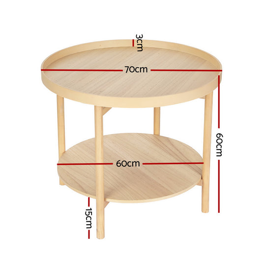 Artiss Coffee Table Side Table Round 70CM Occasions > Disposable Tableware > Disposable Cups