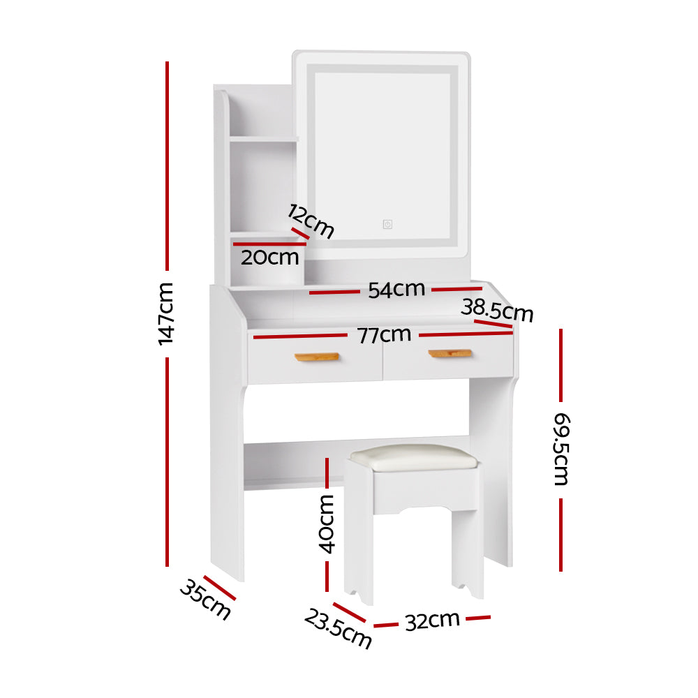 Artiss Dressing Table Set Stool Led White Doria Furniture > Bedroom > Dressing Vanity & Dressing Tables
