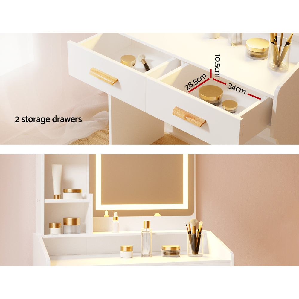 Artiss Dressing Table Set Stool Led White Doria Furniture > Bedroom > Dressing Vanity & Dressing Tables