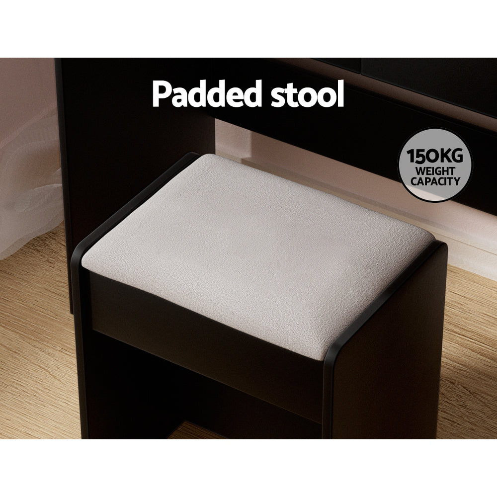 Artiss Dressing Table Set Stool 10 Led Bulbs Black Dulcea Furniture > Bedroom > Dressing Vanity & Dressing Tables