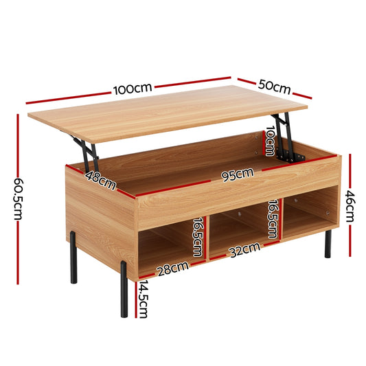 Artiss Coffee Table Lift top Oak Furniture > Living Room > Coffee Tables