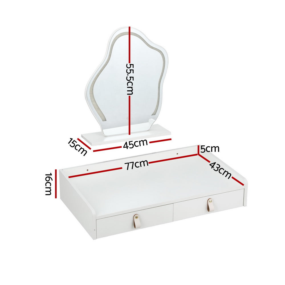Artiss Dressing Table Floating LED White Daphne Furniture > Bedroom > Dressing Vanity & Dressing Tables