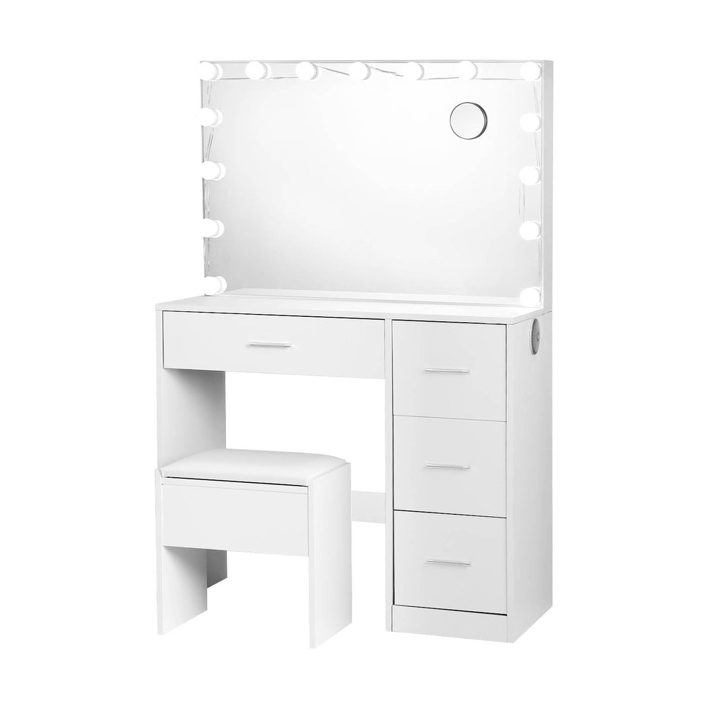 Artiss Dressing Table Set Stool 15 Led Bulbs White Darcy - Furniture > Bedroom > Dressing Vanity & Dressing Tables