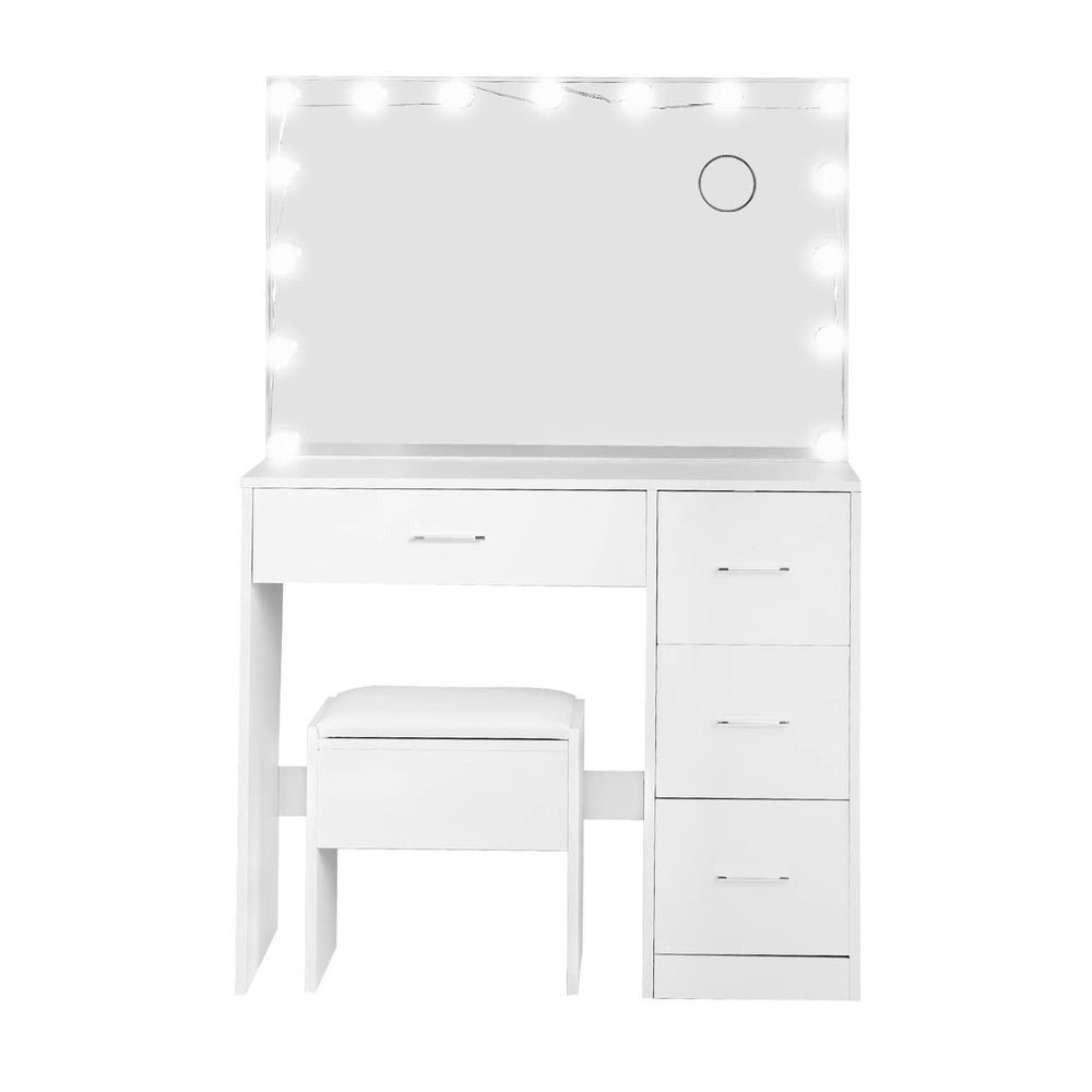 Artiss Dressing Table Set Stool 15 Led Bulbs White Darcy - Furniture > Bedroom > Dressing Vanity & Dressing Tables