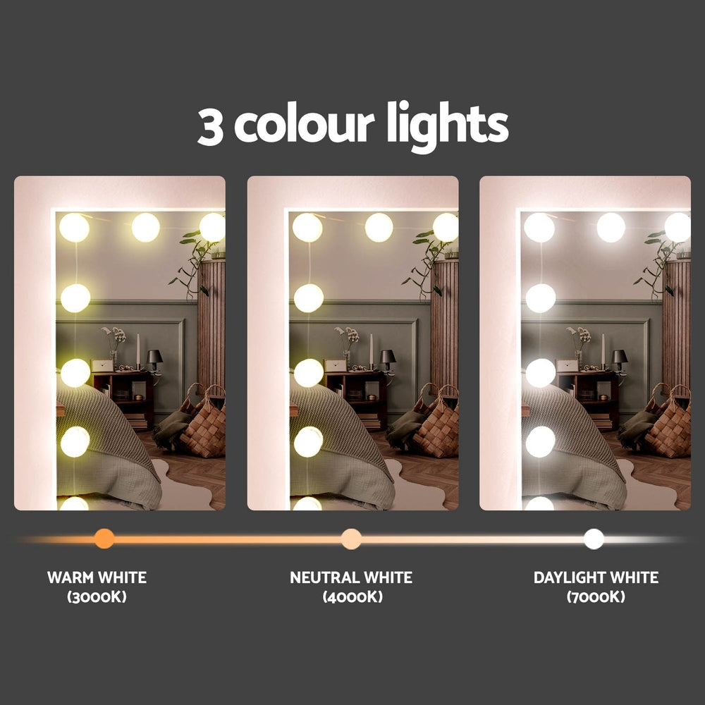 Artiss Dressing Table Set Stool 15 Led Bulbs White Darcy - Furniture > Bedroom > Dressing Vanity & Dressing Tables