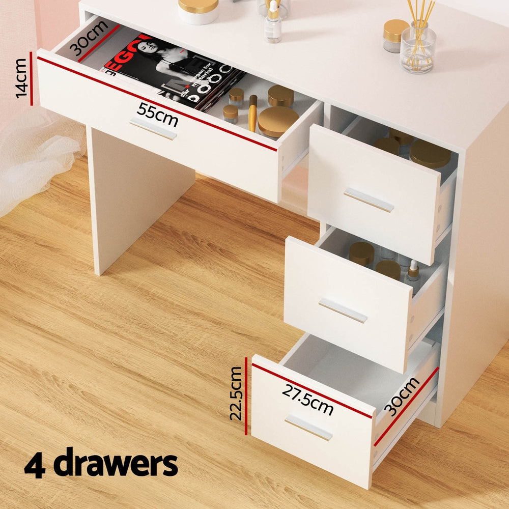 Artiss Dressing Table Set Stool 15 Led Bulbs White Darcy - Furniture > Bedroom > Dressing Vanity & Dressing Tables