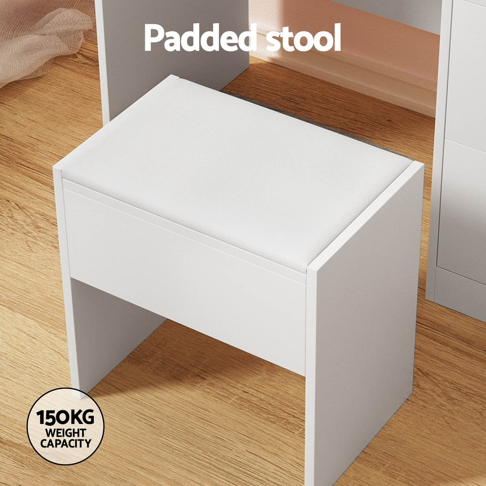 Artiss Dressing Table Set Stool 15 Led Bulbs White Darcy - Furniture > Bedroom > Dressing Vanity & Dressing Tables