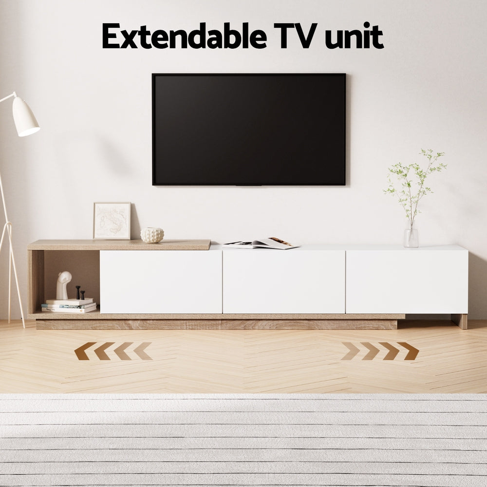 Artiss TV Cabinet Entertainment Unit Stand Extendable White Oak - Furniture > Living Room > TV Units