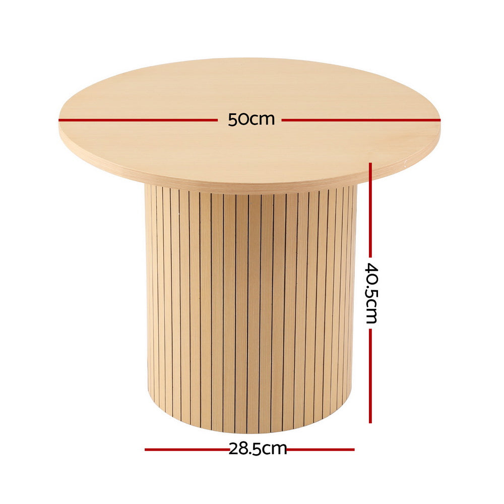Artiss Coffee Table Round Fluted - Furniture > Living Room > Coffee Tables
