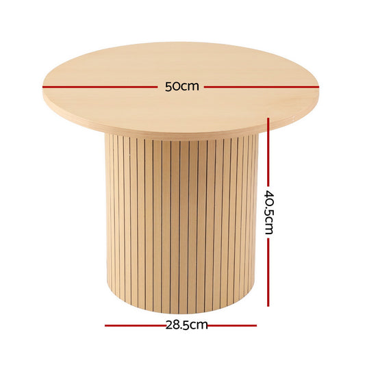 Artiss Coffee Table Round Fluted Furniture > Living Room > Coffee Tables