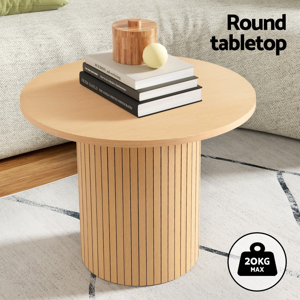Artiss Coffee Table Round Fluted - Furniture > Living Room > Coffee Tables