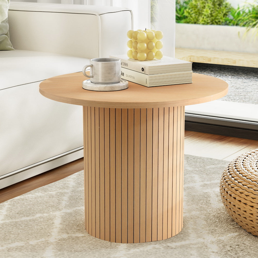 Artiss Coffee Table Round Fluted - Furniture > Living Room > Coffee Tables
